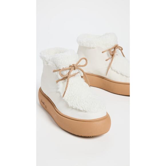 MONTELLIANA Gaia Ankle Snow Boot Off White Wool Shearling Lace Up Women's 38 - Picture 10 of 11